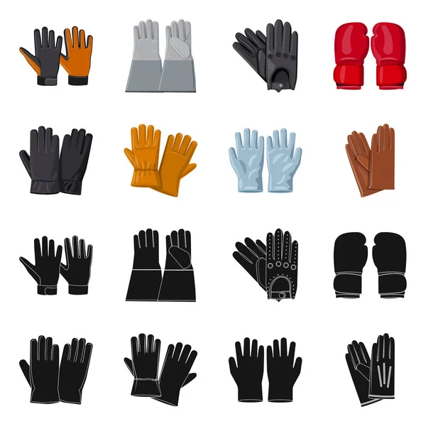 Изолированный предмет перчатки и зимний знак. Коллекция векторных значков перчаток и оборудования для склада . — стоковый вектор