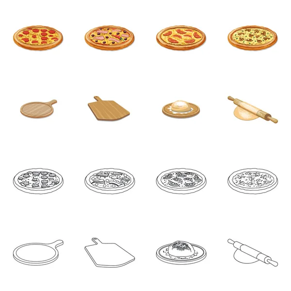 Oggetto isolato di pizza e cibo segno. Collezione di pizza e stock symbol italia per il web . — Vettoriale Stock