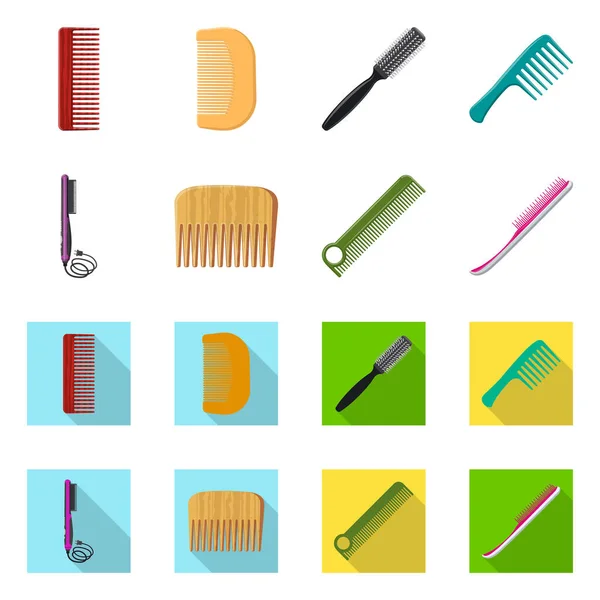 Conception vectorielle de brosse et symbole de cheveux. Jeu de brosses et brosses à cheveux illustration vectorielle . — Image vectorielle