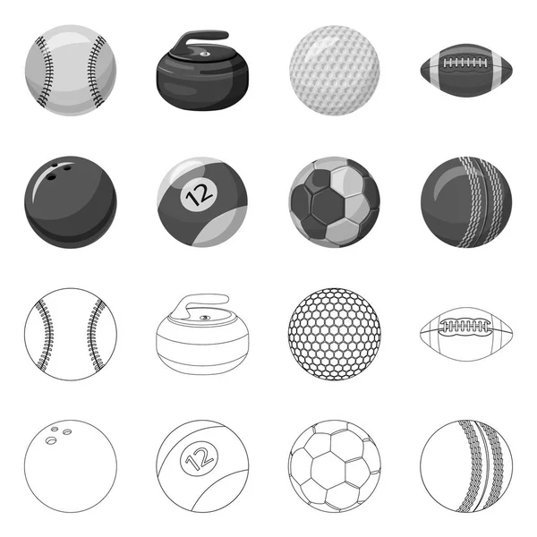 Ilustración vectorial del deporte y el signo de pelota. Colección de deporte y el icono del vector deportivo para la acción . — Vector de stock