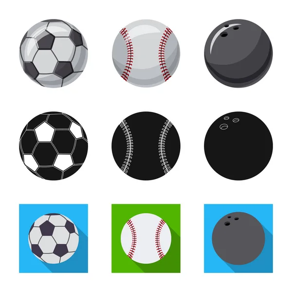 Objeto isolado de esporte e símbolo de bola. Coleção de esporte e ilustração de vetor de estoque atlético . — Vetor de Stock
