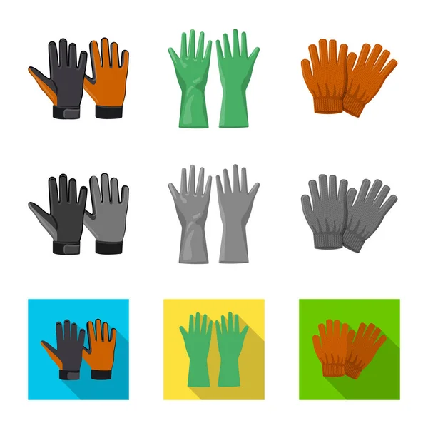 Vektorová design rukavice a zimní symbolu. Sada rukavic a zařízení vektorové ikony pro stock. — Stockový vektor