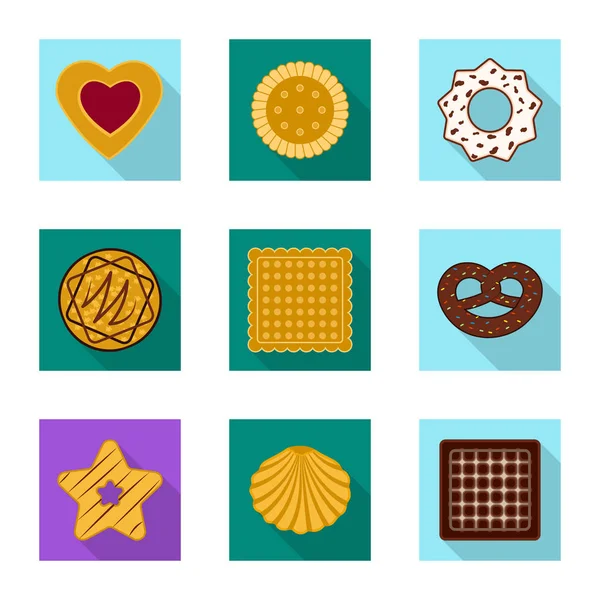 Diseño vectorial de la galleta y hornear símbolo. Colección de galletas y chocolate símbolo de stock para la web . — Archivo Imágenes Vectoriales