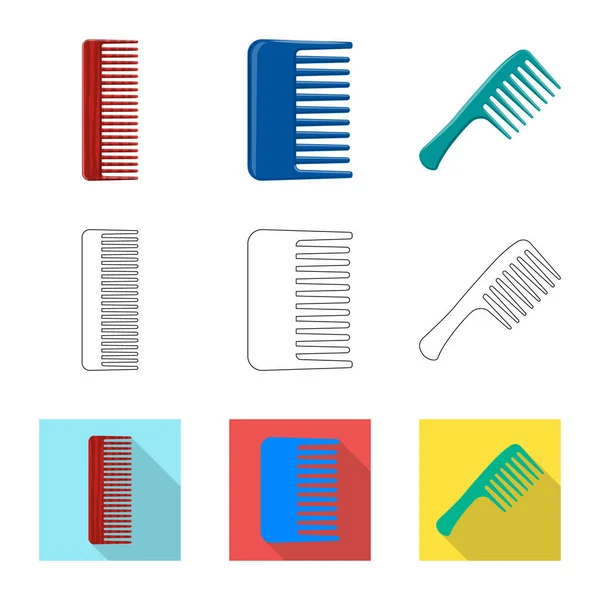 Objeto aislado de cepillo e icono de cabello. Colección de cepillo y cepillo vector icono para stock . — Vector de stock