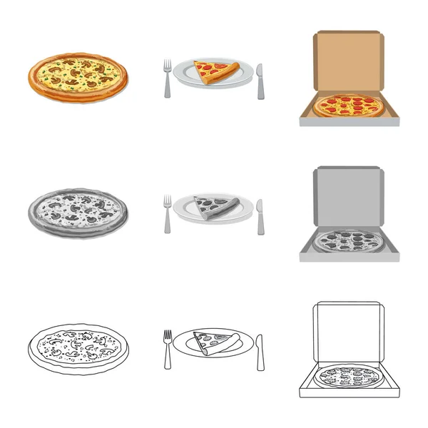 Diseño vectorial de pizza y símbolo de comida. Colección de pizza y italia símbolo de stock para la web . — Vector de stock