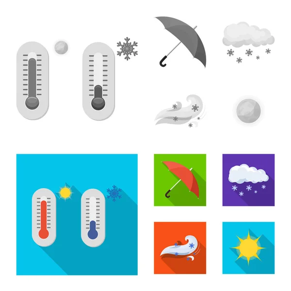 Objeto aislado del tiempo y el logotipo del clima. Conjunto de ilustración de vectores de tiempo y nube . — Archivo Imágenes Vectoriales