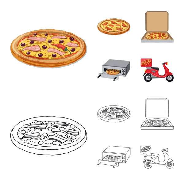 Векторная иллюстрация пиццы и логотипа продуктов питания. Набор пиццы и векторной иконки на складе . — стоковый вектор