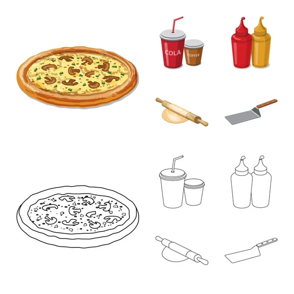 Isolerade objekt av pizza och mat-logotypen. Uppsättning av pizza och Italien aktiesymbol för webben. — Stock vektor