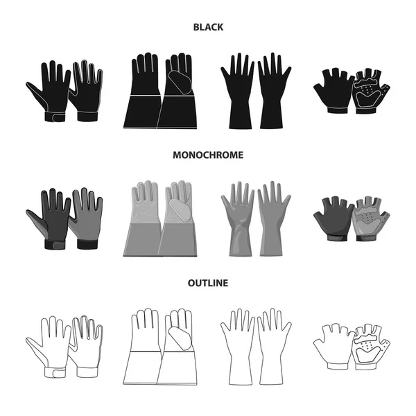 Geïsoleerde object van handschoen en winter symbool. Verzameling van vector-pictogram voor handschoen en apparatuur voor de voorraad. — Stockvector