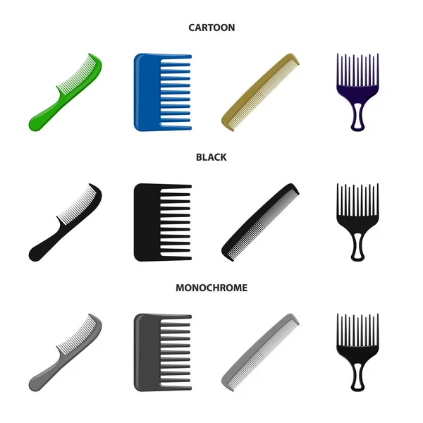 Vektor design av ikonen borste och hår. Samling av borsten och hårborste lager vektorillustration. — Stock vektor