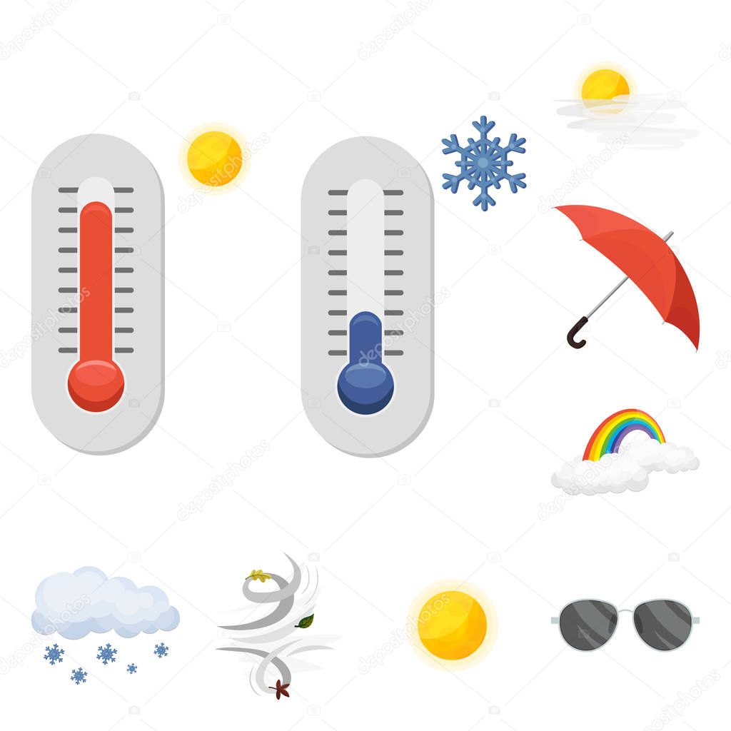 Vector design of weather and climate sign. Collection of weather and cloud stock symbol for web.