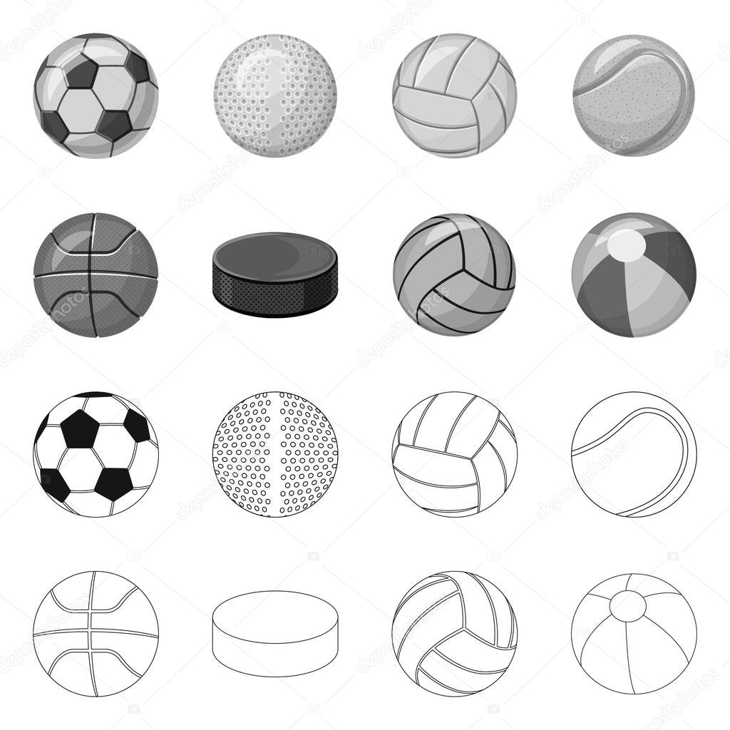 Vector design of sport and ball symbol. Set of sport and athletic stock vector illustration.