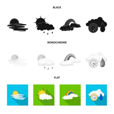 Hava ve İklim simge vektör Illustration. Hisse senedi için hava ve bulut vektör simge topluluğu.