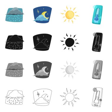 Hava ve İklim simge vektör Illustration. Hava ve bulut hisse senedi vektör çizim topluluğu.