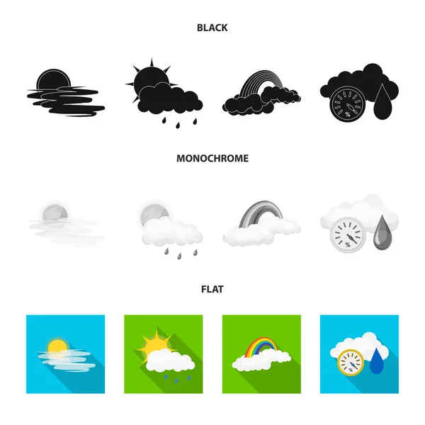 Ilustração vetorial do clima e símbolo climático. Coleção de ícone de vetor de tempo e nuvem para estoque . —  Vetores de Stock