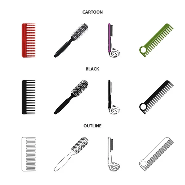 Design vetorial de escova e sinal de cabelo. Conjunto de escova e escova de cabelo símbolo de estoque para web . — Vetor de Stock