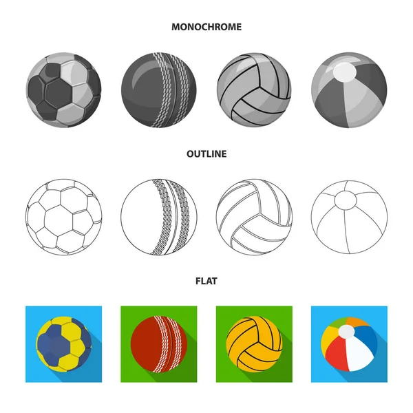 Isolerade objekt av sport och bollen symbol. Uppsättning av sport och atletisk aktiesymbol för webben. — Stock vektor