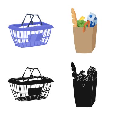 Yiyecek ve içecek logo vektör tasarımı. Gıda topluluğu ve hisse senedi için mağaza vektör simgesi.