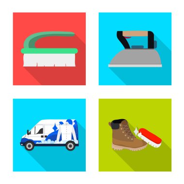 Çamaşırhane ve temiz işareti yalıtılmış nesne. Çamaşır ve giysi hisse senedi vektör çizim topluluğu.