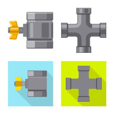 Boru ve tüp simge vektör tasarımı. Boru ve boru hattı hisse senedi vektör çizim seti.