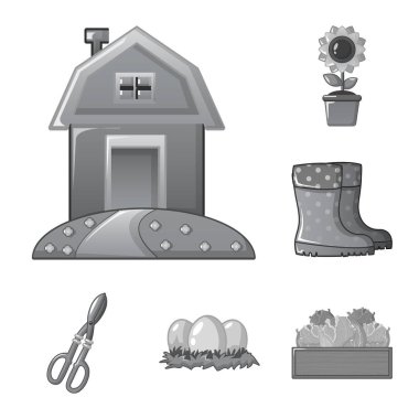 Çiftlik ve tarım logo vektör tasarımı. Hisse senedi için çiftlik ve bitki vektör simge kümesi.