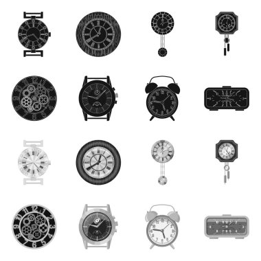 Saat ve saat simge vektör Illustration. Web için saat ve daire hisse senedi simgesi kümesi.