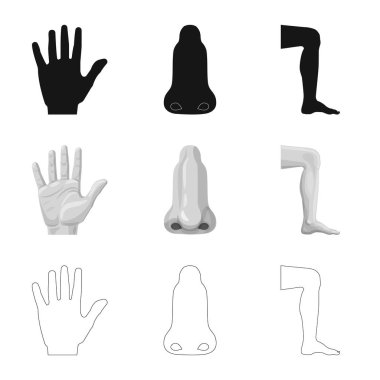 İnsan ve yarım logo yalıtılmış nesne. Kadın hisse senedi vektör çizim ve insan kümesi.