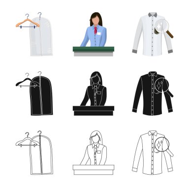 Çamaşırhane ve temiz simge vektör tasarımı. Çamaşır ve giysi hisse senedi vektör çizim topluluğu.