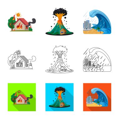 Doğal ve felaket simge vektör Illustration. Doğal topluluğu ve hisse senedi için risk vektör simgesi.