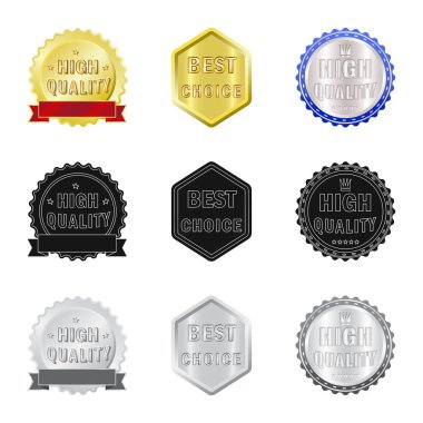 Amblem ve rozet simge vektör tasarımı. Hisse senedi için amblem ve etiket vektör simge kümesi.