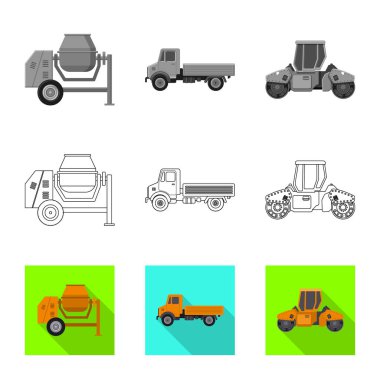 Yapı ve inşaat işareti vektör tasarımı. Hisse senedi için yapı ve makine vektör simge topluluğu.