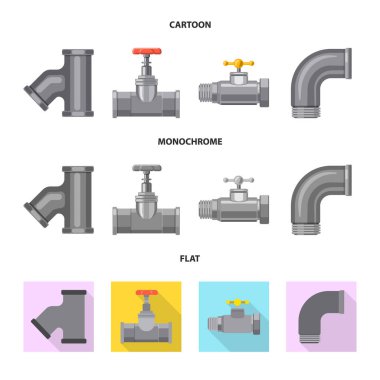 Boru ve tüp simgesi yalıtılmış nesne. Hisse senedi için boru ve boru hattı vektör simge kümesi.