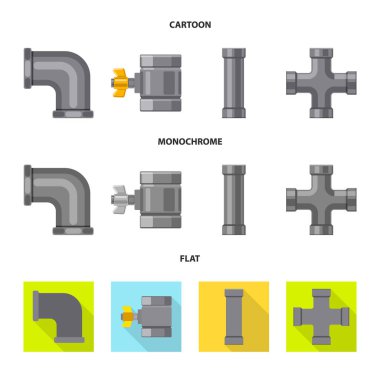 Boru ve tüp logo vektör Illustration. Boru ve boru hattı hisse senedi vektör çizim seti.