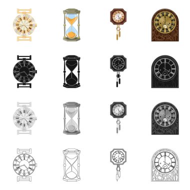 Saat ve saat simge vektör tasarımı. Saat ve daire hisse senedi simgesi için web topluluğu.