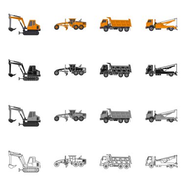 Yapı ve inşaat simge vektör Illustration. Yapı ve makine hisse senedi vektör çizim topluluğu.