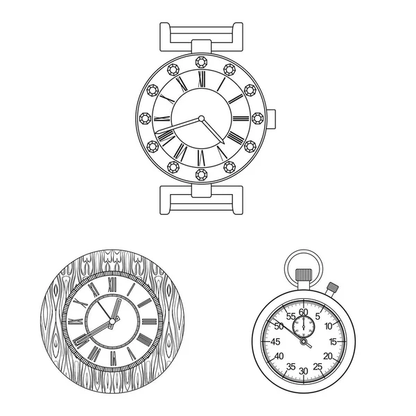 Oggetto Isolato Orologio Segnale Orario Set Orologio Cerchio Stock Symbol — Vettoriale Stock