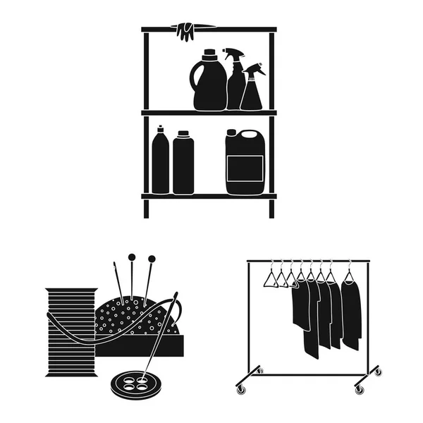 Isoliertes Objekt der Wäsche und sauberes Symbol. Set von Wäsche und Kleidervorräten Vektor Illustration. — Stockvektor