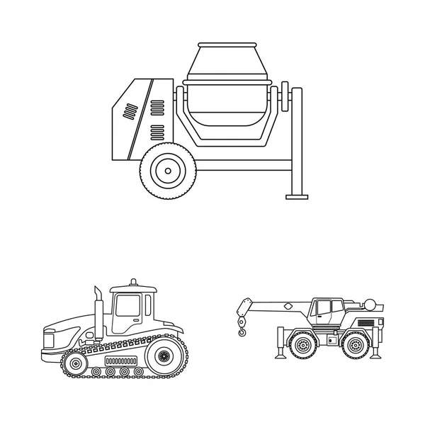 Objet isolé de construction et icône de construction. Collection d'illustration vectorielle de stock de construction et de machines . — Image vectorielle