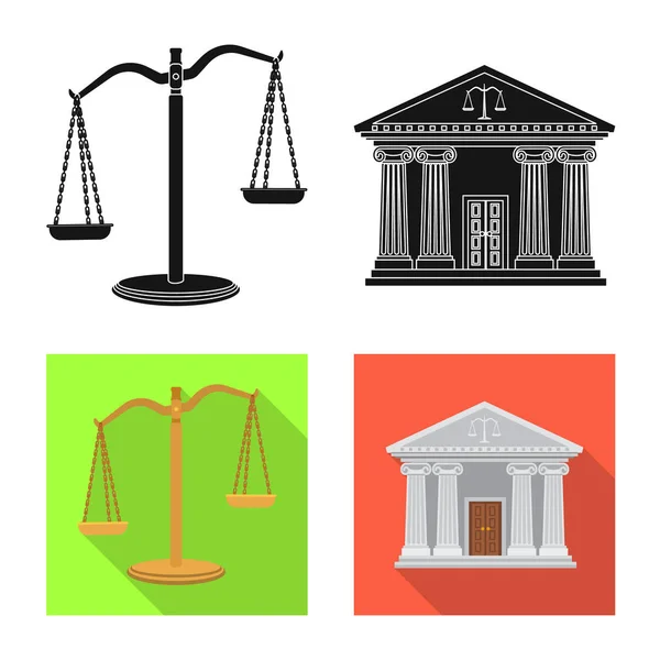 Vektorový design symbol práva a právník. Sbírka zákon a spravedlnost vektorové ikony pro stock. — Stockový vektor