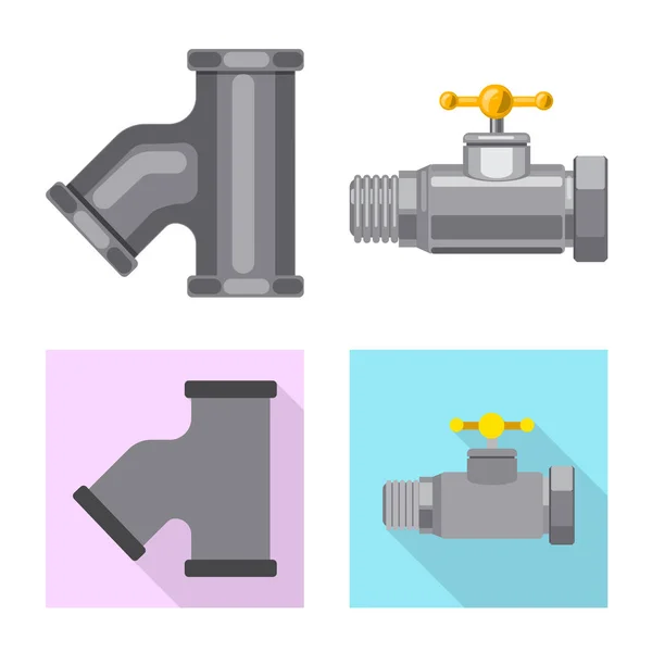 Изолированный объект иконки трубы и трубы. Сбор векторной иллюстрации труб и трубопроводов . — стоковый вектор