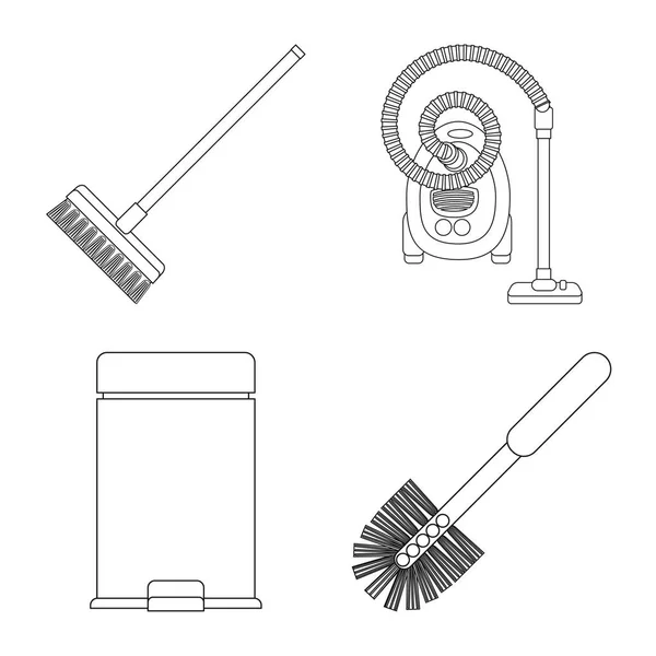 Векторная иллюстрация чистки и знака обслуживания. Коллекция иконки для уборки и домашнего хозяйства . — стоковый вектор