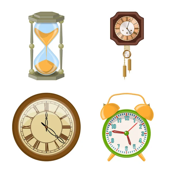 Vector εικονογράφηση του ρολογιού και το χρόνο σύνδεσης. Σετ ρολόι και κύκλο εικονίδιο του φορέα σε απόθεμα. — Διανυσματικό Αρχείο