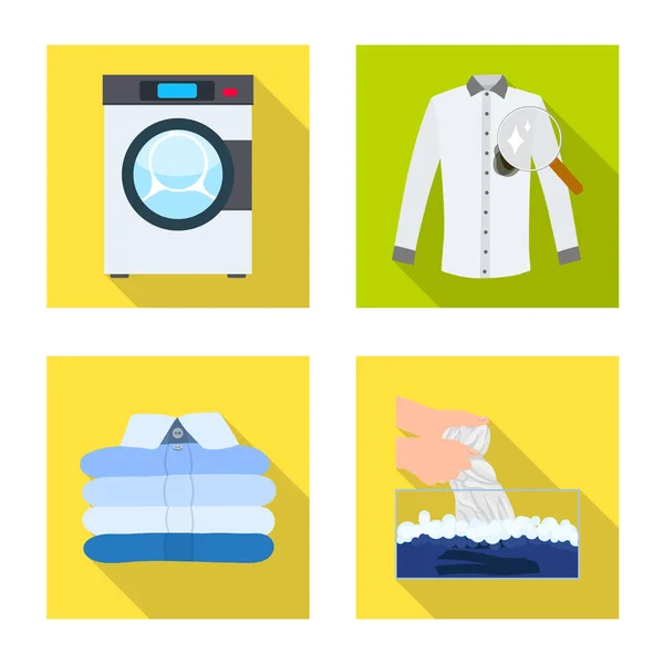 Illustration vectorielle de blanchisserie et symbole propre. Ensemble d'icône vectorielle de blanchisserie et de vêtements pour stock . — Image vectorielle