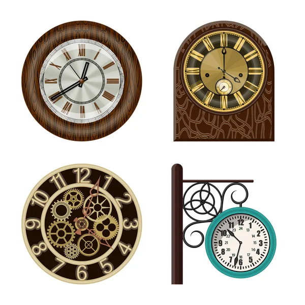 Isolerade objekt av klocka och tid-logotypen. Uppsättning av klocka och cirkel lager vektorillustration. — Stock vektor