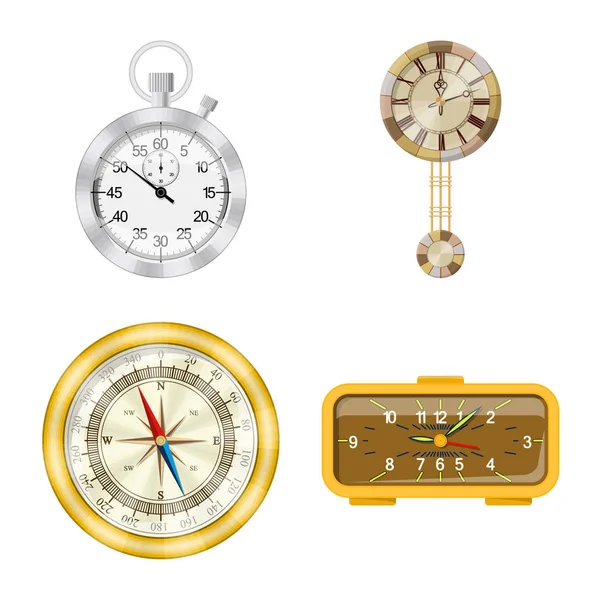 Diseño vectorial del reloj y el logotipo del tiempo. Conjunto de ilustración de vector de stock de reloj y círculo . — Archivo Imágenes Vectoriales