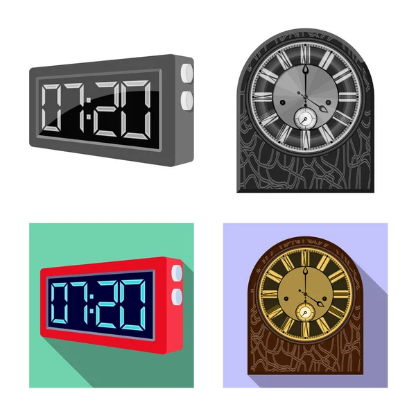 Ilustración vectorial del reloj y la señal de tiempo. Colección de reloj y círculo símbolo de stock para la web . — Archivo Imágenes Vectoriales