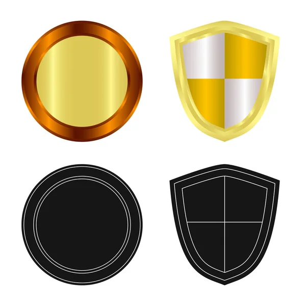 Ilustração vetorial de emblema e ícone de crachá. Coleção de emblema e ícone de vetor de adesivo para estoque . — Vetor de Stock