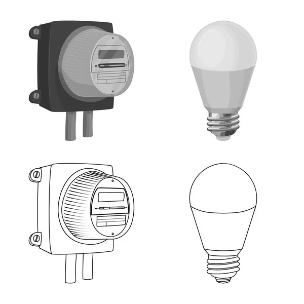 Vektorová design elektrické energie a elektrické ikonu. Sběr elektřiny a energetických akcií vektorové ilustrace. — Stockový vektor