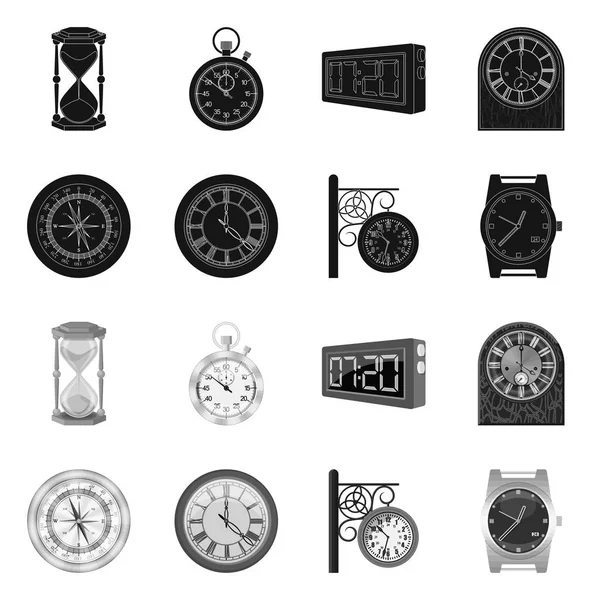 Objeto aislado de reloj y logotipo de tiempo. Colección de reloj y círculo icono vectorial para stock . — Vector de stock