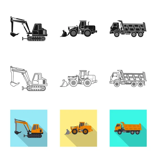 Diseño vectorial del icono de construcción y construcción. Conjunto de icono de vector de construcción y maquinaria para stock . — Vector de stock